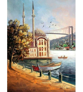 Ortaköy Cami Sayılarla Boyama Seti 50x65 cm (Tuvale Gerili)