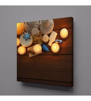 DÖRTLÜ BEYAZ MUM KANVAS TABLO 120x120cm (Karışık)