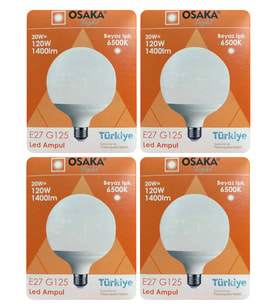 (4 Adet) 20W (120W) 6500K (Beyaz Işık) E27 Duylu (Kalın Duy) Glop Led Ampul