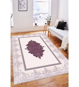 Pembe Mürdüm Klasik Göbekli Kaymaz Taban Dekoratif Halı MK69 - 100 x 160 cm