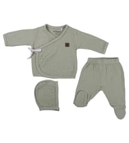 AD23462 Müslin Yenidoğan Bebek Takım 0-1/1-3 AY (Yeşil)