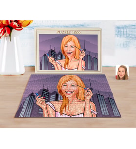 BK Gift Kişiye Özel Kadın Karikatürlü 1000 Parça Profesyonel Puzzle-21