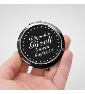 Kişiye Özel Dünyalar Güzeli İsimli Siyah Makyaj Aynası