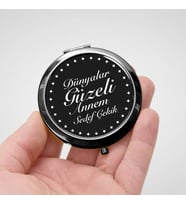 Kişiye Özel Dünyalar Güzeli İsimli Siyah Makyaj Aynası