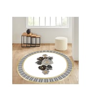 Eliana Home Baskılı, Yıkanabilir Kaymaz Taban Yuvarlak Halı LNA7330-SD439 120x120 cm (Beyaz)