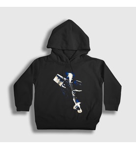 Presmono Unisex Çocuk Siyah Ice Guitar Buckethead Kapüşonlu Sweatshirt 456311tt