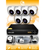 ELITCAM 6 Kameralı Dome 6 İç Kamera Set 100 GB HDD Full HD Gece Görüşlü Güvenlik Kamerası Sistemi