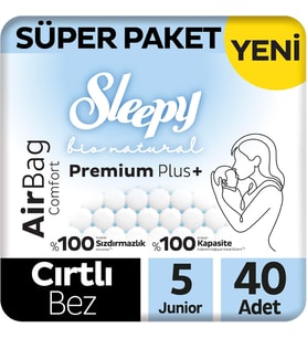 Bio Natural Premium Plus Airbag Comfort Süper Paket Bebek Bezi 5 Numara Junior 40 Adet