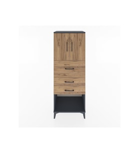 Hyperion Dolap 2 Raflı 3 Çekmeceli 2 Kapaklı 60x44x163 Antrasit-Çam
