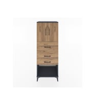 Hyperion Dolap 2 Raflı 3 Çekmeceli 2 Kapaklı 60x44x163 Antrasit-Çam