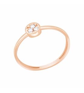 Diamond Line-Gülaylar Pembe Altın 14 Ayar Geometrik Yüzük