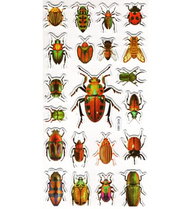 Sticker Kabartmalı Stiker Çıkartma Etiket (XHC083)-18x9 cm- Böcek Türleri