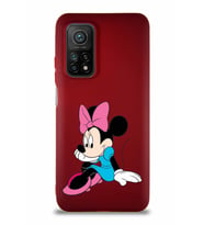 Xiaomi Mi 10T Pro Soft Premier Kapak Minnie Mouse-E Tasarımlı Silikon Kılıf - Mürdüm (Şeffaf)