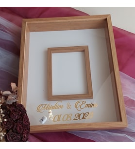 40x50 Cm Fotoğraf Bölümlü Bambu İsimli  Ledli Ahşap Gül Saklama Çerçevesi! Anı Kutusu