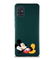Samsung Galaxy M31S Soft Premier Kapak Mickey Mouse-F Tasarımlı Silikon Kılıf - Yeşil (Şeffaf)