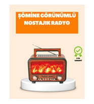 Mey İthalat® Şömine Alev Işıklı Solar Bluetooth Hoparlör – 7W Güçlü Ses, FM Radyo