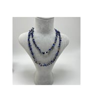 SERTİFİKALI Lapis Lazuli Saçaklı Model Doğal Taş Kolye 80 cm