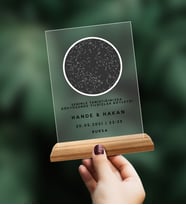 BK Gift Kişiye Özel Gökyüzü Yıldız Haritası Ahşap Standlı Çerçeve