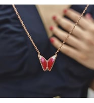 Kelebek Lazer Mine Geçişli Minimal Kolye (Karışık)