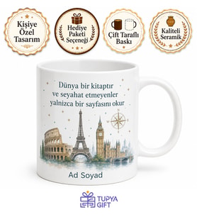 Erasmus Temalı Baskılı Kupa Bardak Hediye Erasmus Anısı Porselen Mug