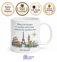 Erasmus Temalı Baskılı Kupa Bardak Hediye Erasmus Anısı Porselen Mug