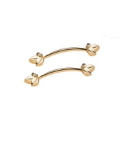 Defne Zamak Kulp Yonca Desenli Model 14 CM (2 Adet)  Gold