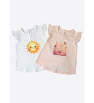 Organik Mellow 2'li T-Shirt Beyaz Pembe
