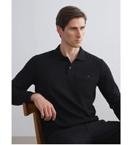LCWAIKIKI Classic Siyah Polo Yaka Uzun Kollu Erkek Sweatshirt