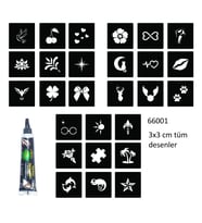 Minimal 27 Adet Erkek Deseni 3 cm Geçici Dövme Şablonu Kınalı Set