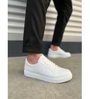 Elite Bağcıklı Cilt Erkek Günlük Sneaker Ayakkabı CBT - Beyaz