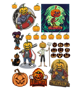 happy halloween Sticker Set-1 16 Parça Telefon, Tablet, Defter, Laptop Sticker