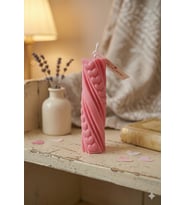 Ritmik Kalpler Mum - Mumelia Candles Doğal Soya, El Yapımı, Dekoratif - Pembe