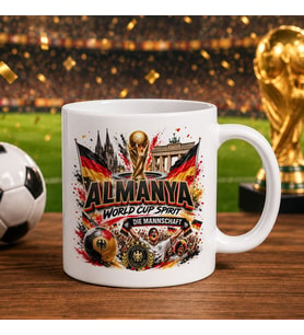 BK Gift Almanya Taraftar Temalı Dünya Futbol Kupası Tasarımlı Beyaz Kupa Bardak