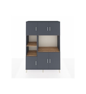 Hyperion Dolap 9 Raflı 6 Kapaklı 132x44x195 Antrasit-Antrasit/Çam