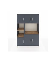 Hyperion Dolap 9 Raflı 6 Kapaklı 132x44x195 Antrasit-Antrasit/Çam