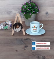 Endüstri Mühendisi Türk Kahvesi Fincanı Ahşap Altlıklı ve Fotoğraflı Ahşap Anahtarlık Hediye (Model 2)