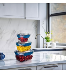 3'lü Master Dikdörtgen Saklama Kabı (550 ml - 1000 ml - 1800 ml) (Mavi)