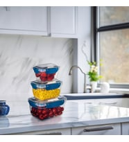 3'lü Master Dikdörtgen Saklama Kabı (550 ml - 1000 ml - 1800 ml) (Mavi)