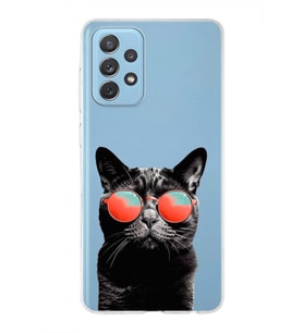 PrintiFy Samsung Galaxy A72 ile Uyumlu 1mm Slim Fit Kedi 3 050d Baskılı Şeffaf  Kılıf