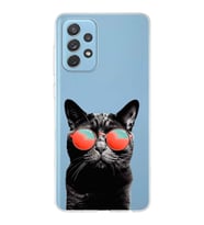 PrintiFy Samsung Galaxy A72 ile Uyumlu 1mm Slim Fit Kedi 3 050d Baskılı Şeffaf  Kılıf