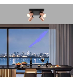 RIOLIGHT MODERN1 BAKIR1 HAREKETLİ1 BAŞLIK SİYAH GÖVDE 4XGU10 LED KARE SPOT AVİZE(AMPÜL DAHİLDİR)