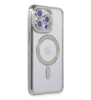 iPhone 15 Pro Kılıf Joke Simli Magneticsafe Kılıf - Gümüş