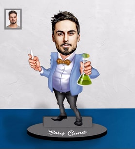 Kişiye Özel Öğretmen Karikatürlü Ahşap Biblo Bay-18-Eco