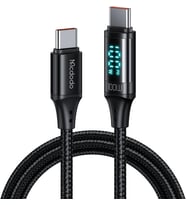 CA-1100 Type-C Kablo 100W - Dijital Watt Göstergeli Hızlı Şarj Kablosu, 5A PD QC USB-C, Laptop/Tablet/Telefon, 1.2M
