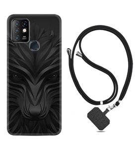 INFINIX Hot 8 9 10 11S Hot 10 Play 10T Kılıf Boyun Askılı Silikon Black Fox 1325