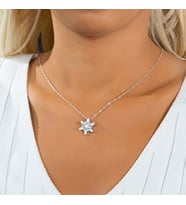 Opal Taşlı Rüzgar Çiçeği Gümüş Kolye (Gümüş)