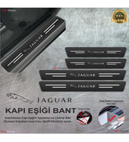 Jaguar Logolu Karbon Kapı Eşiği Koruyucu Suni Deri 4'lü Set