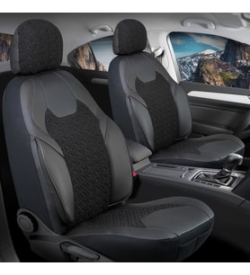 MG ZS EV Uyumlu Lüx Deri Detaylı Oto Koltuk Kılıfı Ön Arka Takım Lotus Serisi SİYAH