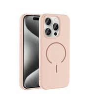 Apple iPhone 15 Pro Uyumlu Kılıf M-safe Şarj Özellikli Zore Meta Kapak (Rose)