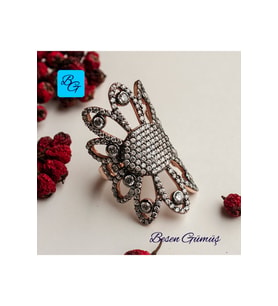 Zirkon Taşlı Rose Garbera Model Yüzük